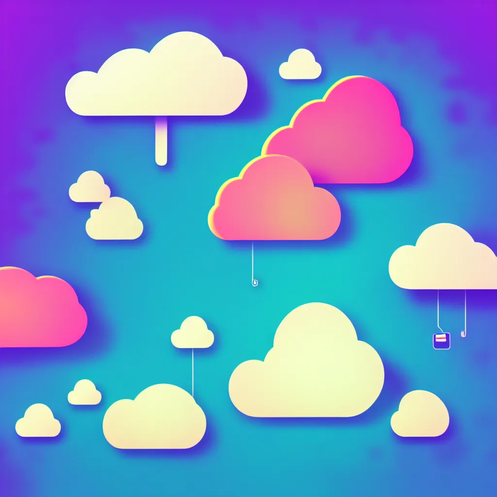 Image similar to a simple micro-service deployed to a public cloud, security, attack vector, trending on Artstation, painting by Jules Julien, Leslie David and Lisa Frank, muted colors with minimalism