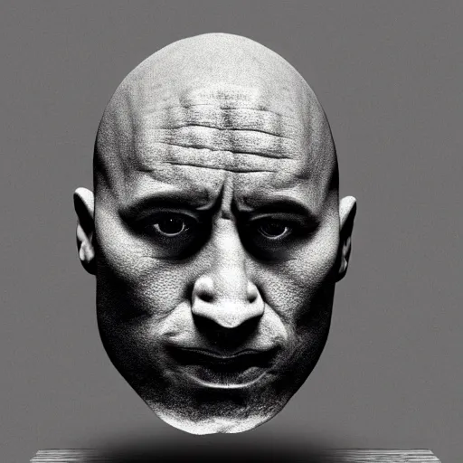 Image similar to a lemon sculpted in the shape of Dwayne Johnson's head