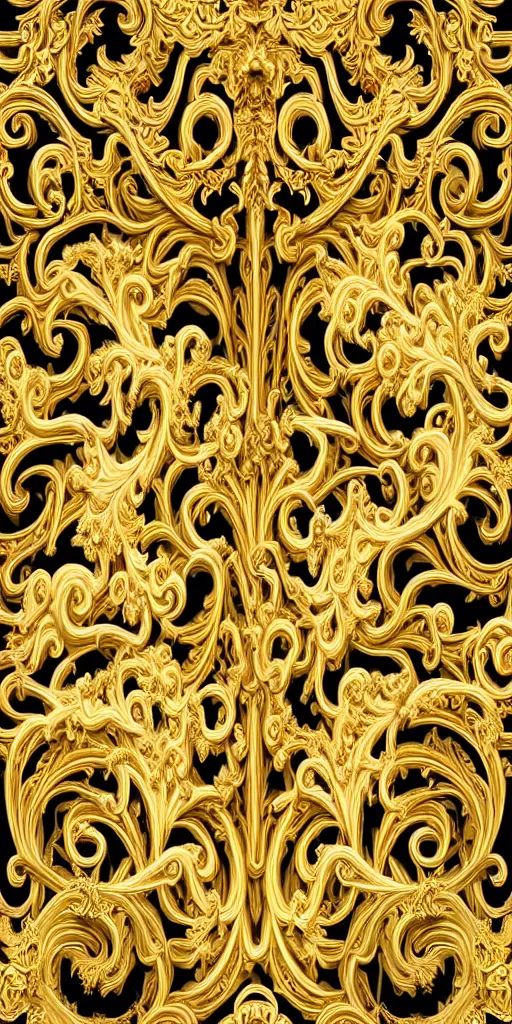 Prompt: the source of future growth dramatic, elaborate emotive Golden Baroque and Rococo styles to emphasise beauty as a transcendental, seamless pattern, symmetrical, large motifs, Palace of Versailles, 8k image, supersharp, spirals and swirls in rococo style, cartouches, white smoke, rainbow syrup splashing and flowing, Gold black and rainbow colors, perfect symmetry, High Definition, photorealistic, masterpiece, 3D, no blur, sharp focus, photorealistic, insanely detailed and intricate, cinematic lighting, Octane render, epic scene, 8K