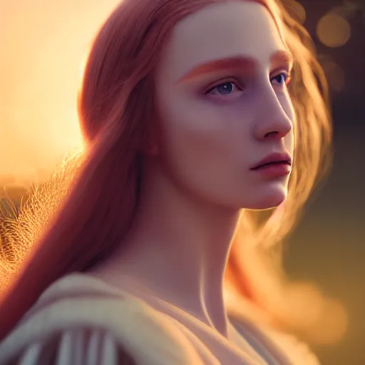 Prompt: photographic portrait of a stunningly beautiful english renaissance female in soft dreamy light at sunset, beside the river, soft focus, contemporary fashion shoot, in a denis villeneuve and tim burton movie, by edward robert hughes, jimmy nelsson, extremely detailed, breathtaking, hyperrealistic, perfect face, octane render