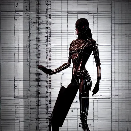 Image similar to 3 d human, beautiful woman by pantokrator, orthodox cyberpunk by jama jurabaev, mech body, wires from the matrix movie, sci - fi