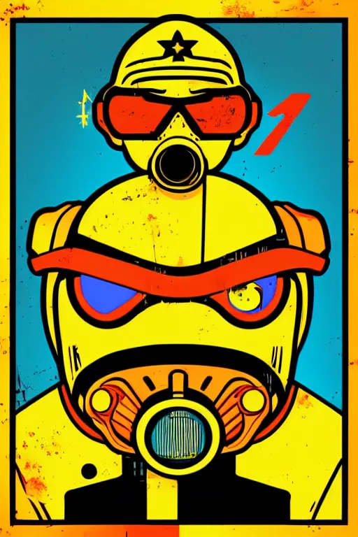 Image similar to fallout 7 6 retro futurist illustration art by butcher billy, sticker, colorful, illustration, highly detailed, simple, smooth and clean vector curves, no jagged lines, vector art, smooth andy warhol style