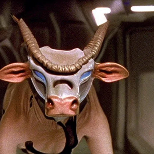 Prompt: alien cow species in the movie star trek : first contact ( 1 9 9 6 )
