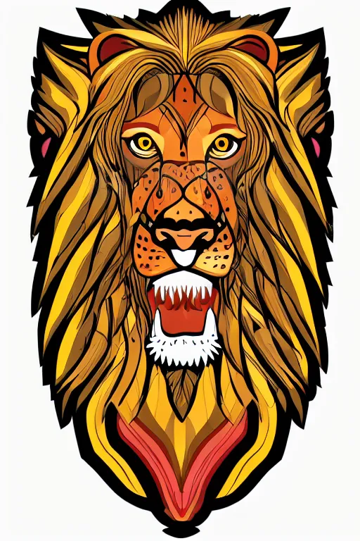 Image similar to Portrait of a lion in a medieval armor, colorful, illustration, highly detailed, simple, smooth and clean vector curves, no jagged lines, vector art, smooth