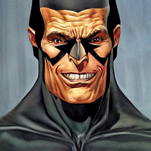 Image similar to kevin conroy dressed as batman , highly detailed illustration, portrait painting by Norman Rockwell