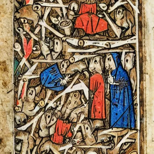 Image similar to grotesque creatures in the margins of old illuminated manuscripts