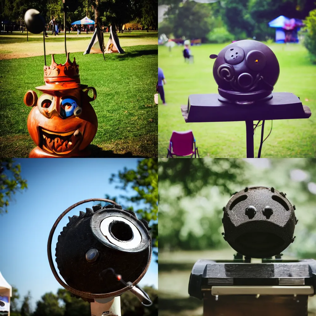 Prompt: photo of a beholder in a park at a music festival