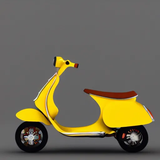 Image similar to a 3d render of a banana riding a vespa