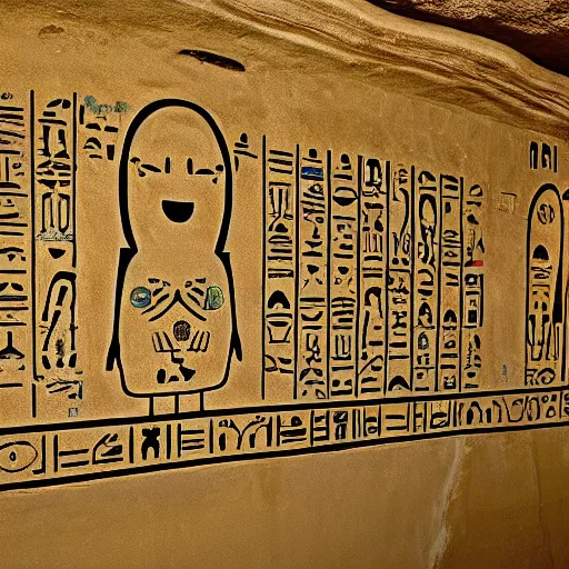 Image similar to emoji hieroglyphs on cave wall