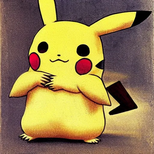 Image similar to pikachu painted by leonardo da vinci