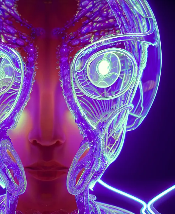 Prompt: intricate opulent transparent clear see - through portrait of microbes, biology, fractal, neon lights, clean medical environment, ultra realistic, concept art, art deco, photorealistic, octane render, 8 k, unreal engine. art by nori inoguchi and sam kaplan and zachary goulko and christopher marley and artgerm
