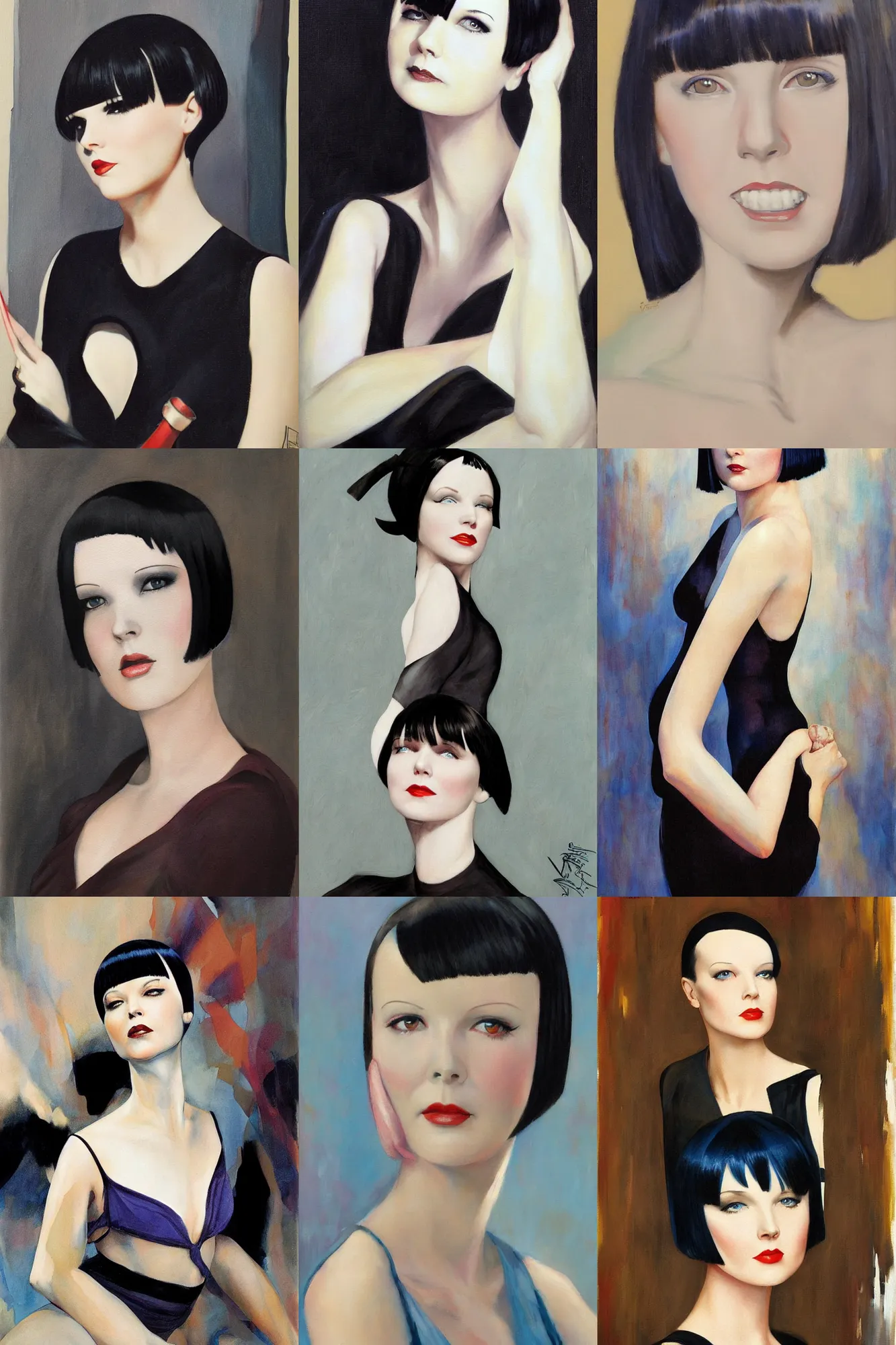 Prompt: mary louise brooks, painting by rob rey and jesper ejsing