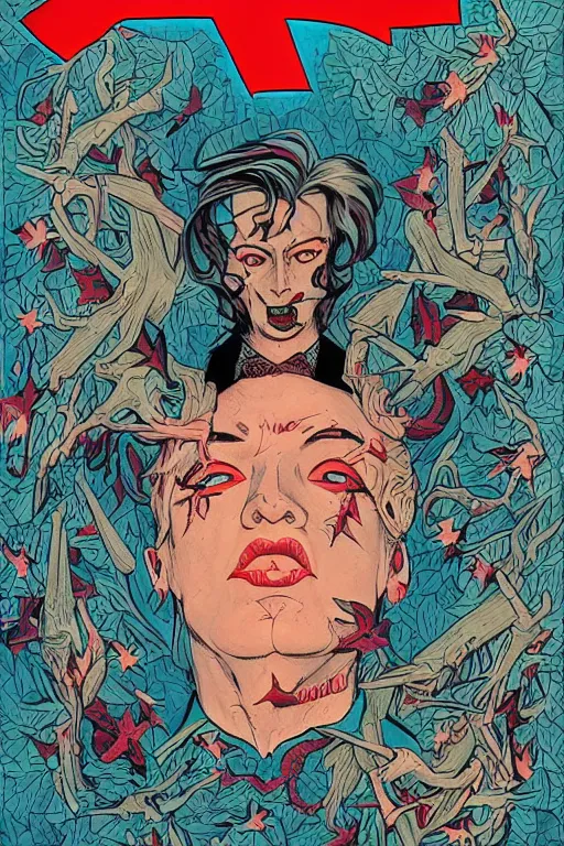 Image similar to Twin Peaks comic artwork cover by James Jean