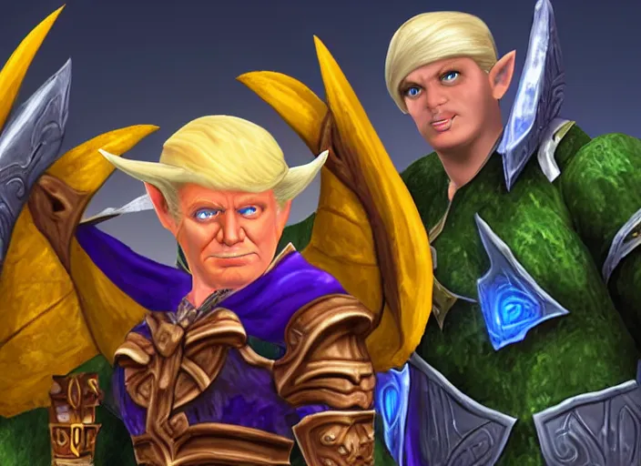 Image similar to donald trump as night elf in world of warcraft