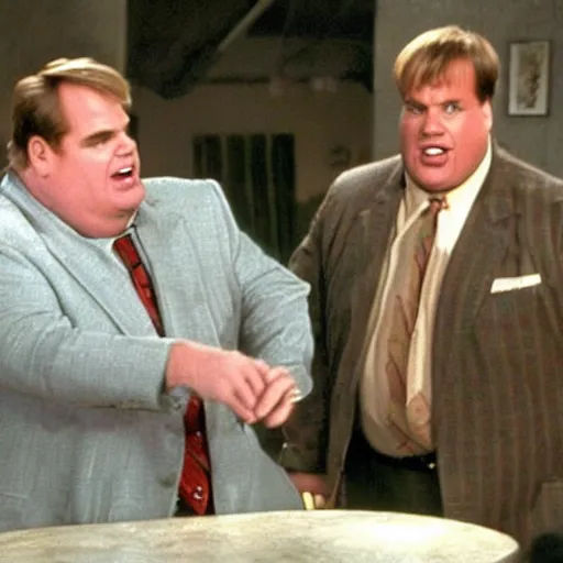 Image similar to 'ok i'm pretty sure that %Chris Farley% wasn't in %Casablanca% but there he is at Rick's'