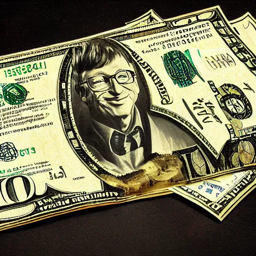 Image similar to Bill gates building gates made of dollar bills, rococo painting, smooth, sharp focus,, pixiv, ultra highly detailed