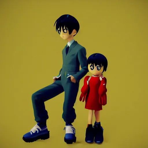 Prompt: dreams of a better life for me and shinji ikari, in the style of jamie hewlett and riyoko ikeda, 3 d render ar