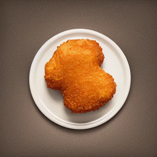 Prompt: photorealistic mcdonalds chicken nugget with rat tail, professional food photography