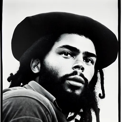 Image similar to Portrait of Jaylen Brown, Jaylen Brown as Che Guevara, Guerilla Heroico, Black and White, Photograph by Alberto Korda, inspiring, dignifying, national archives