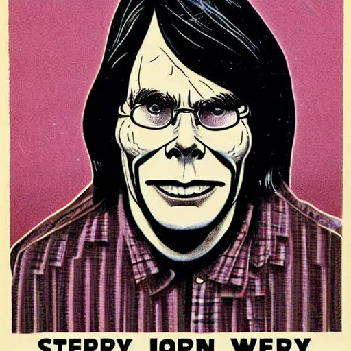 Prompt: Stephen King as Jordy Verrill from Creepshow (1982) illustrated by Ed Repka