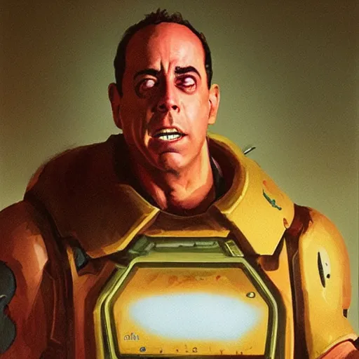 Prompt: doom 2 jerry seinfeld, by greg rutkowski