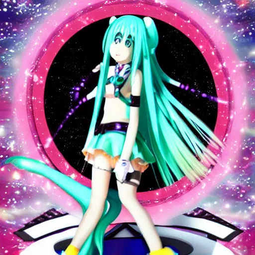 Image similar to Hatsune Miku the intergalactic space goddess of death