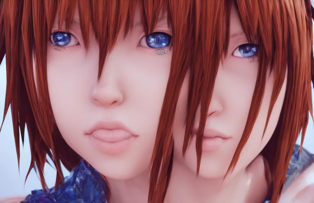 Image similar to beautiful intricate portrait of kairi from kingdom hearts, elegant, hyper real, anime, magical, beauty, artstation, 4 k render