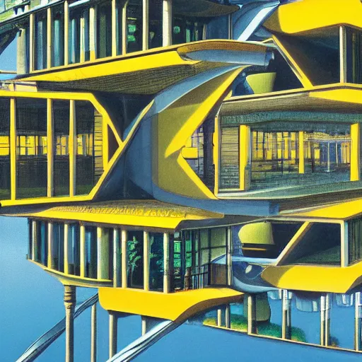 Prompt: a marvel of engineering, full color, realistic, escher, environmental, architectural, bright
