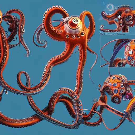 Prompt: cyborg octopus , mechanical, wires, colorful, concept art, artstation, 4k