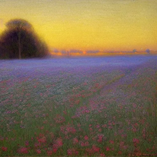 Prompt: morning, flowers field, sunrise by Birge Harrison