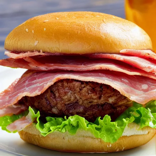 Prompt: hamburger made with ham