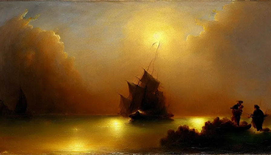 Image similar to the two complementary forces that make up all aspects and phenomena of life, by Ivan Aïvazovski,