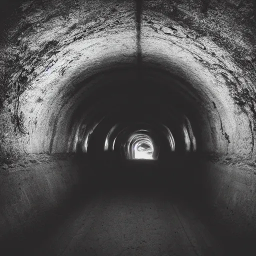 Prompt: photo of a creepy tunnel