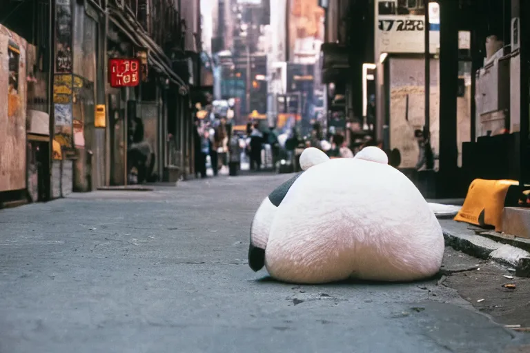 Prompt: Closeup portrait of Snorlax blocking a new york back street, photograph, natural light, sharp, detailed face, magazine, press, photo, Steve McCurry, David Lazar, Canon, Nikon, focus