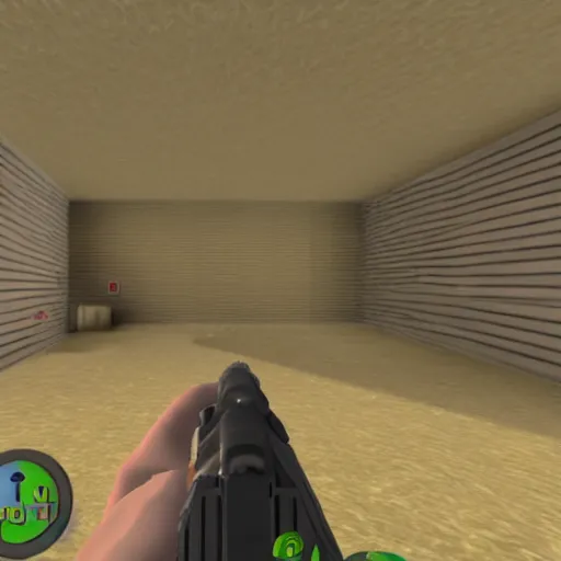 Image similar to First person shooter, house level, n64 screenshot