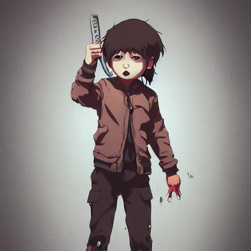 Prompt: cute little boy anime character inspired by jason voorhees art by rossdraws, wlop, ilya kuvshinov, artgem lau, sakimichan and makoto shinkai, anatomically correct, extremely coherent, highly detailed, focus shaped, slasher movies, smooth, red lighting, realistic h 5 7 6