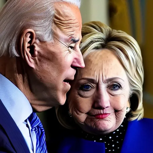 Image similar to joe biden deeply sniffing hillary clinton's hair on her head from behind at the white house