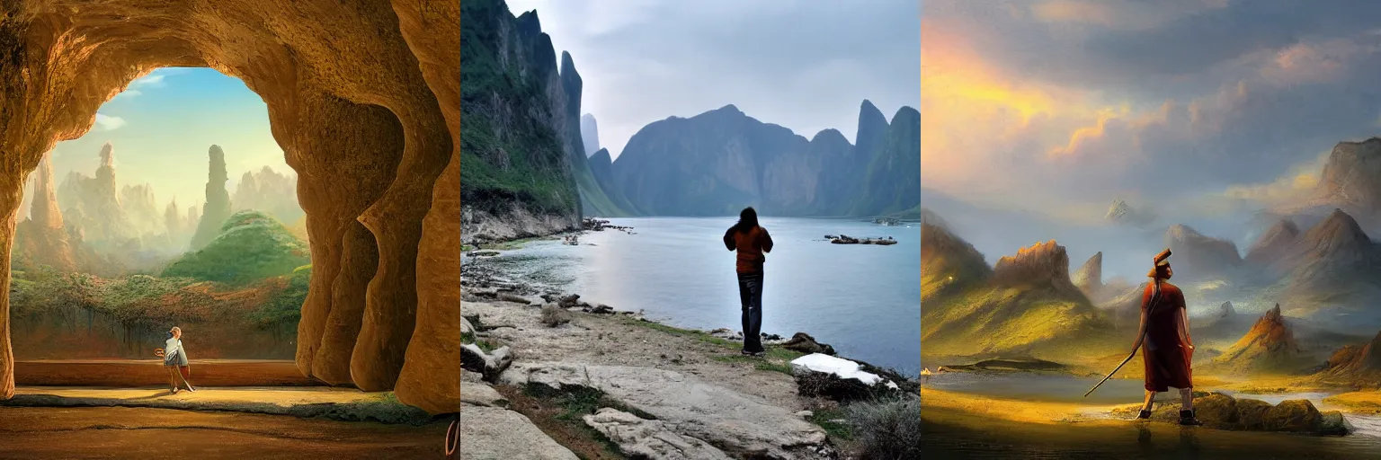 Prompt: A scene with a character in a scenic place by Shog Janit