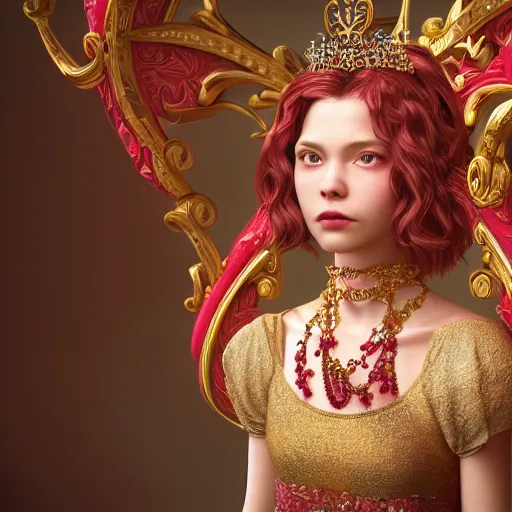 Image similar to portrait of wonderful princess of ruby with fair skin, ornate 8 k gorgeous intricate detailed, accent lighting, dramatic light, octane render