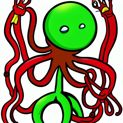 Prompt: funny alien monster with tentacles in a hand-drawn vector,SVG, cult-classic-comic-style n -9