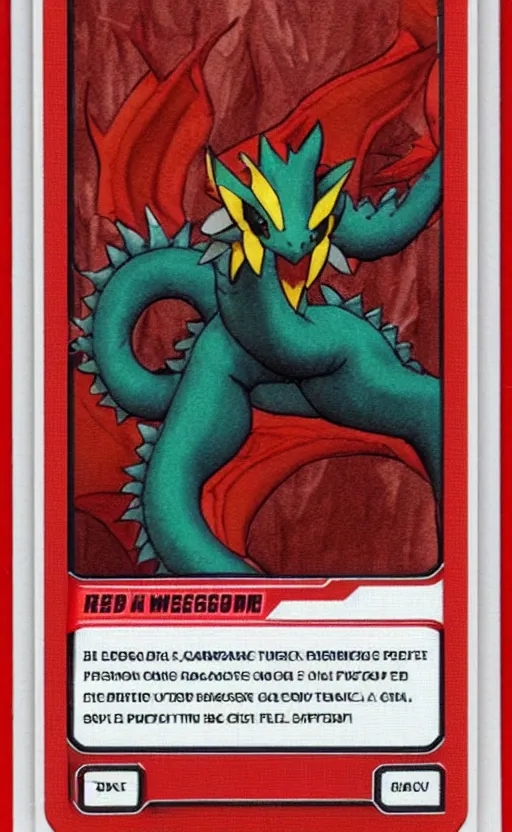 pokemon card trading fantasy card of a red dragon, Stable Diffusion