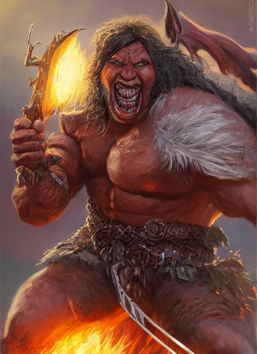 Image similar to orc barbarian, ultra detailed fantasy, dndbeyond, bright, colourful, realistic, dnd character portrait, full body, pathfinder, pinterest, art by ralph horsley, dnd, rpg, lotr game design fanart by concept art, behance hd, artstation, deviantart, hdr render in unreal engine 5