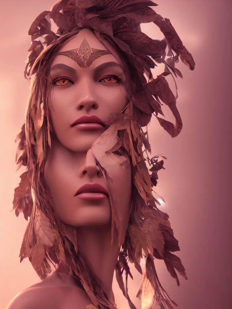 Prompt: a centered render of an alluring tribal goddess full body gorgeous face perfect face powerful, by anna dittmann 3 d trending on artstation, octane render, 8 k