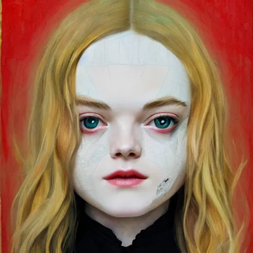 Prompt: Elle Fanning in V for Vendetta picture by Sachin Teng, asymmetrical, dark vibes, Realistic Painting , Organic painting, Matte Painting, geometric shapes, hard edges, graffiti, street art:2 by Sachin Teng:4