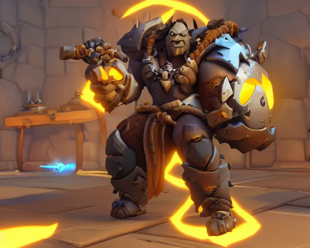 Image similar to orc with sword playable hero character in overwatch