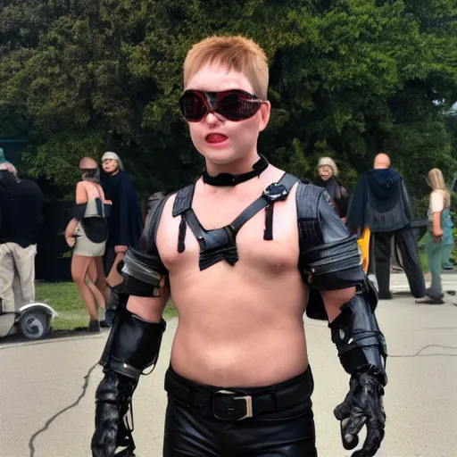 Prompt: I won my costume contest with my Terminator cosplay