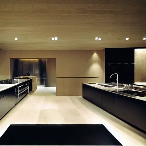 Prompt: “extravagant luxury modern kitchen, interior design, by Tadao Ando and Koichi Takada”