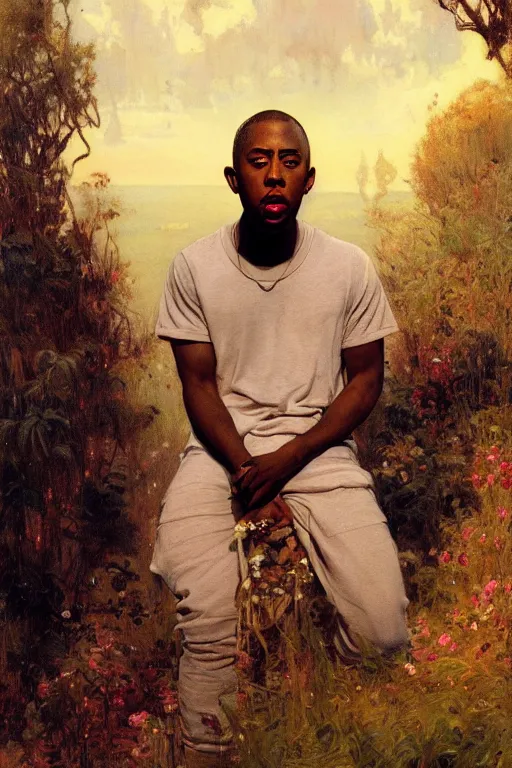 Image similar to tyler the creator by gaston bussiere bayard wu, greg rutkowski, giger, maxim verehin