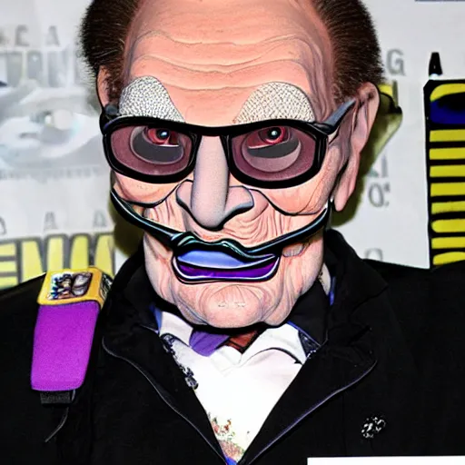 Image similar to larry - king dressed like skeletor as wario or waluigi comic - con comic - book drawing from mad - magazine