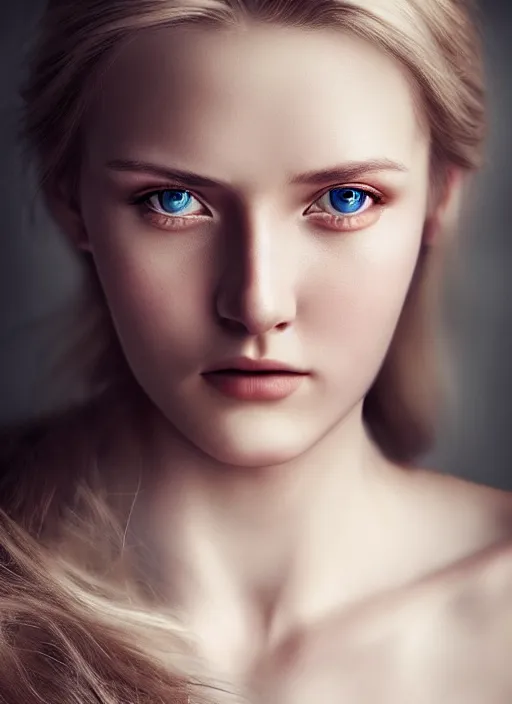 Prompt: a gorgeous norwegian female photo, professionally retouched, soft lighting, realistic, smooth face, full body shot, torso, dress, perfect eyes, sharp focus on eyes, 8 k, high definition, insanely detailed, intricate, elegant, artgerm and jason chan
